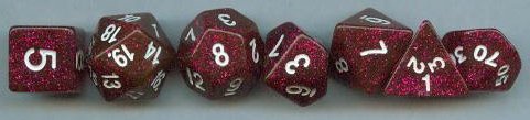 GLITTER POLYHEDRAL DICE 7 PIECE SET: PURPLE